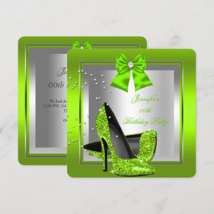 Invitation Parties scintillant Lime Green High Heure Annivers