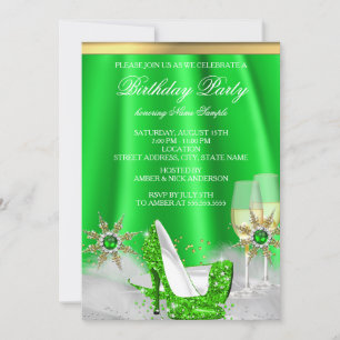 Invitation Parties scintillant Lime Green High Heures Gold Ch