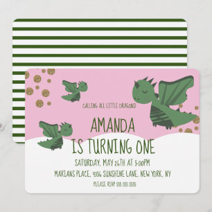 Invitation Parties scintillant Little Dragons et nuages Anniv