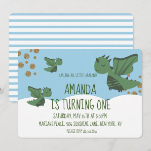 Invitation Parties scintillant Little Dragons et nuages Anniv
