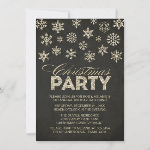 Invitation Parties scintillant Look Snowflakes Fête de Noël I