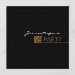 Invitation Parties scintillant Lux Noir & Or Élégante Invitat