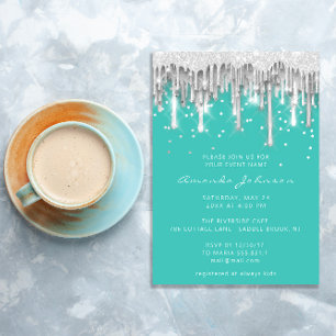 Invitation Parties scintillant  Mariage nuptiale Mint gris ar