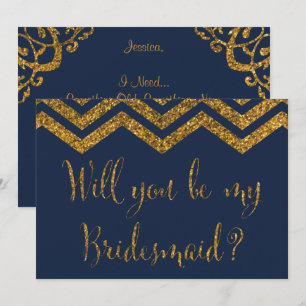 Invitation Parties scintillant Marine & Gold   Serez-Vous Ma 