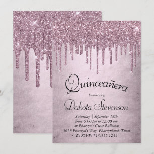 Invitation Parties scintillant Mauve de dérive   Dusty Pink Q