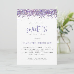 Invitation Parties scintillant mauve tendance Sweet 16 fête d