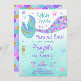Invitation Parties scintillant Mermaid Queue Turquoise Annive