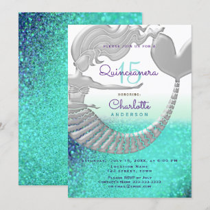 Invitation Parties scintillant Mermaid Quinceanera Anniversai