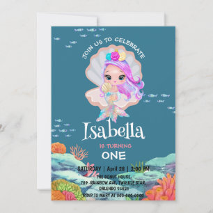 Invitation Parties scintillant mignonne Mermaid Arc-en-ciel E