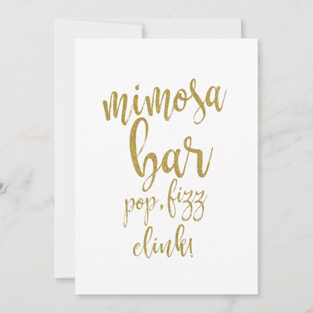 Invitation Parties scintillant Mimosa Bar Gold Signal Mariage (Devant)