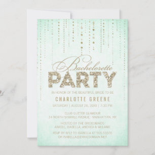 Invitation Parties scintillant Mint & Or Look Bachelorette Pa