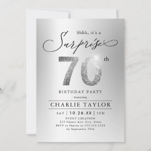 Invitation Parties scintillant moderne argent surprise adulte