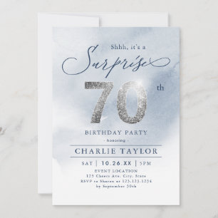 Invitation Parties scintillant moderne argent surprise adulte