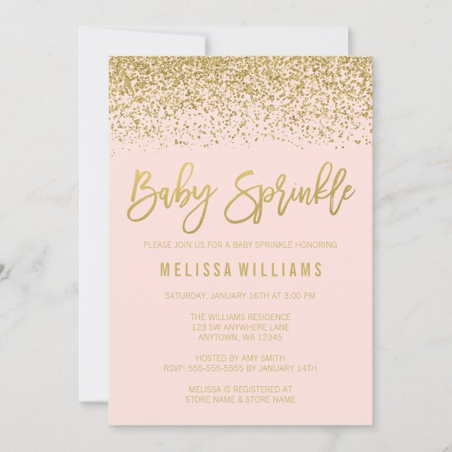 Invitation Parties scintillant moderne Blush Pink Gold Faux (Devant)