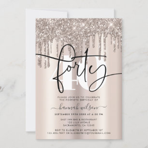 Invitation Parties scintillant moderne Crème mousseuse 40e fê