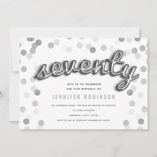Invitation Parties scintillant moderne de ballons d'argent du (Devant)