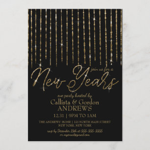 Invitation Parties scintillant moderne de suspension en or no