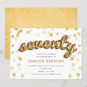 Invitation Parties scintillant moderne des ballons d'or du 70