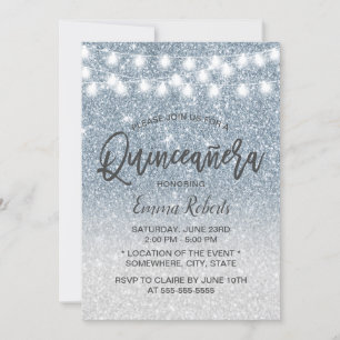 Invitation Parties scintillant moderne Dusty Blue Faux Quince
