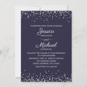 Invitation Parties scintillant moderne Elegant Marine Blue Si