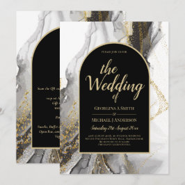 Invitation Parties scintillant moderne en marbre d'Agate d'or