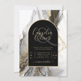 Invitation Parties scintillant moderne en marbre d'Agate d'or