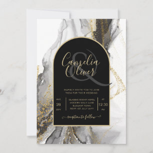 Invitation Parties scintillant moderne en marbre d'Agate d'or