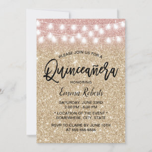 Invitation Parties scintillant moderne Gold Sparkle Faux Quin
