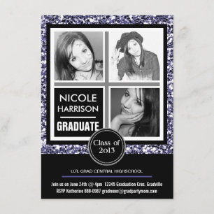 Invitation Parties scintillant moderne Purple Faux 3 - Diplôm