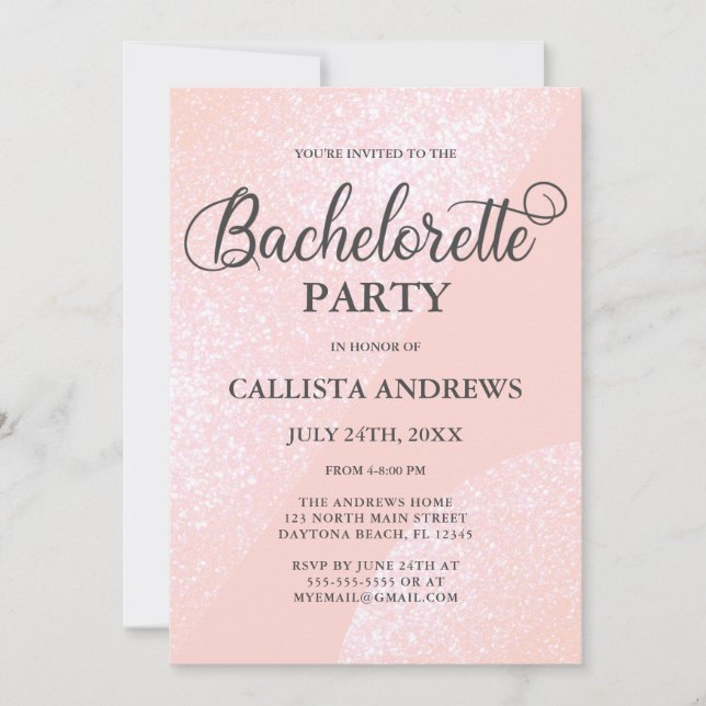 Invitation Parties scintillant moderne rose Fille Bachelorett (Devant)