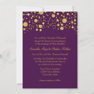 Invitation Parties scintillant moderne simple violet or élég