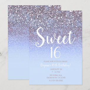 Invitation Parties scintillant moderne violet argent glam dou