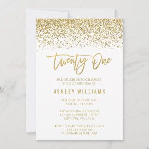 Invitation Parties scintillant moderne White Gold Faux 21e an