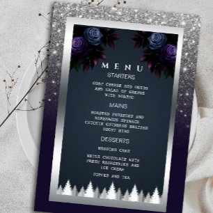 Invitation Parties scintillant Moody foncé Silver Navy Blue F