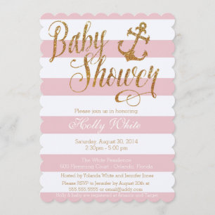 Invitation Parties scintillant Nautical Girl Baby shower Invi