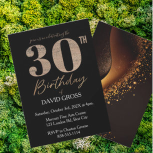 Invitation Parties scintillant Noir et Or Tourbillon 30e anni