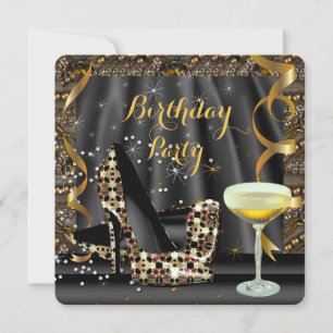 Invitation Parties scintillant Noir Or Haut talons Champagne 