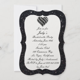 Invitation Parties scintillant noire Black Heart Bachelorette