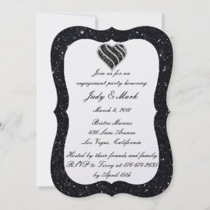 Invitation Parties scintillant noire Black Heart Engagement I