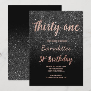 Invitation parties scintillant noire en or rose Faux 31e anni