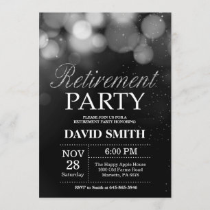 Invitation Parties scintillant noire et argent du Parti de la