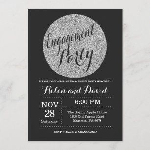 Invitation Parties scintillant noire et d'argent de la partie