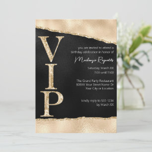 Invitation Parties scintillant noire et or brillante VIP Part