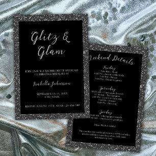 Invitation Parties scintillant noire Glitz & Glam Week-end Ba