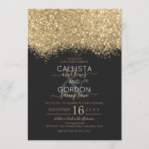 Invitation Parties scintillant Noire Luxe Moderne Noir Confe