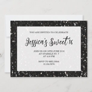 Invitation Parties scintillant noire scintille Sweet 16 éléga