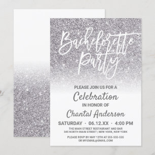 Invitation Parties scintillant Ombre Bachelorette en argent b