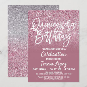 Invitation Parties scintillant Ombre Quinceañera de Cassis