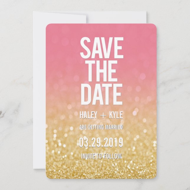 Invitation Parties scintillant Ombre rose or Enregistrer la t (Dos)
