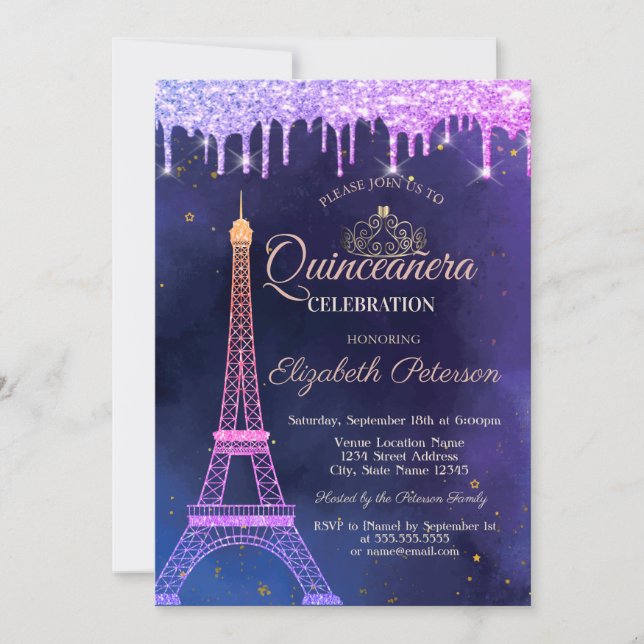 Invitation Parties scintillant Ombre Tour Eiffel Tiara Drives (Devant)